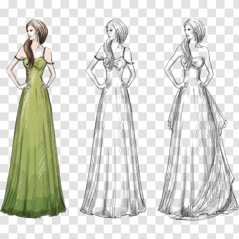 Dress Drawing Sketch - Tree - Hand-painted Vector Model Transparent PNG