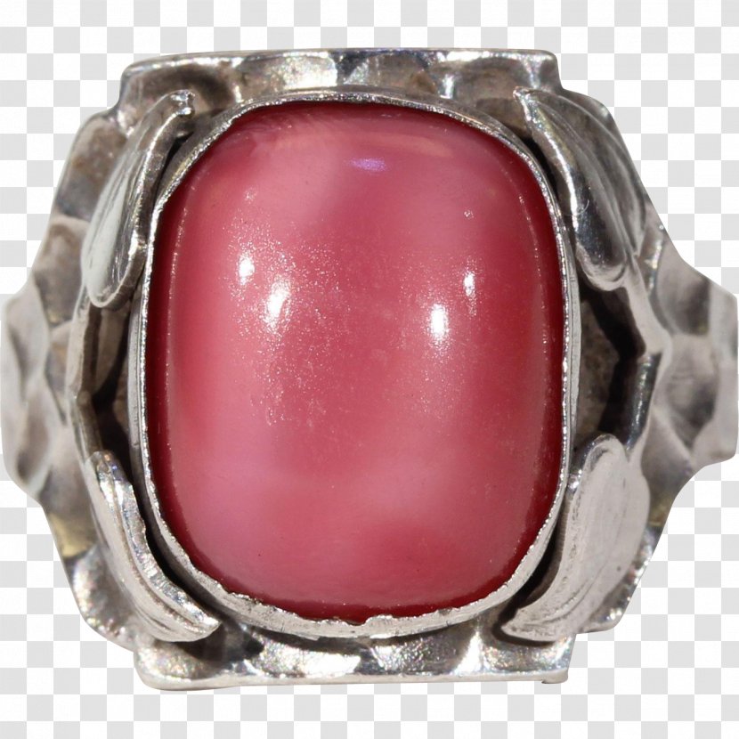 Ruby Ring Art Nouveau Deco - Silver Transparent PNG