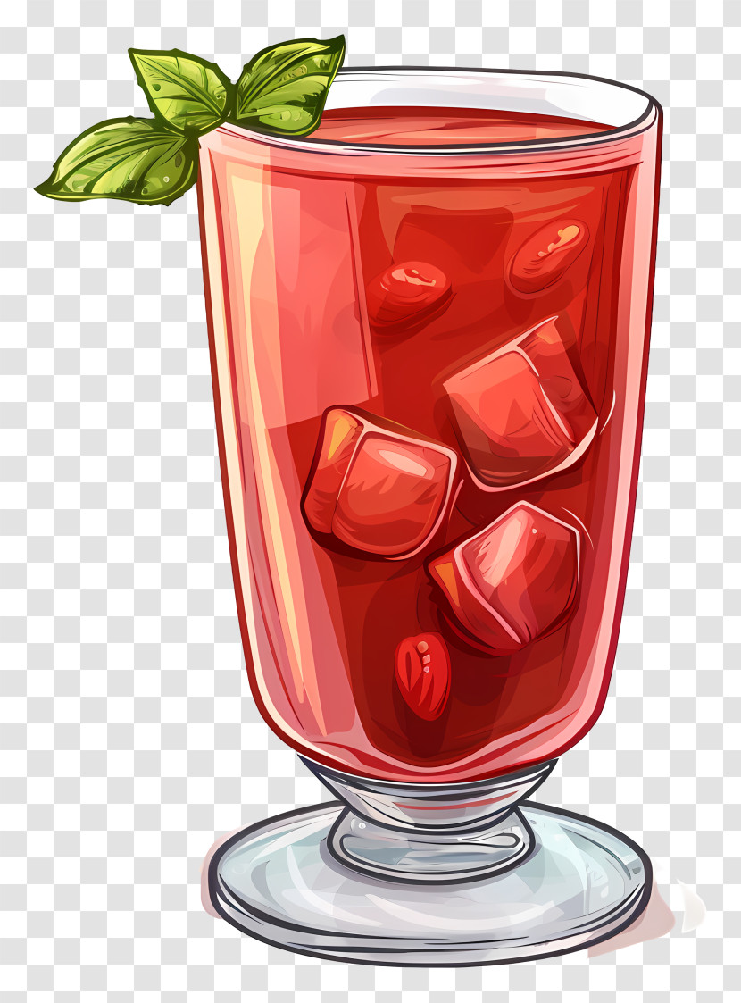Sharbat - Iced Red Drink With Fresh Mint Garnish Transparent PNG