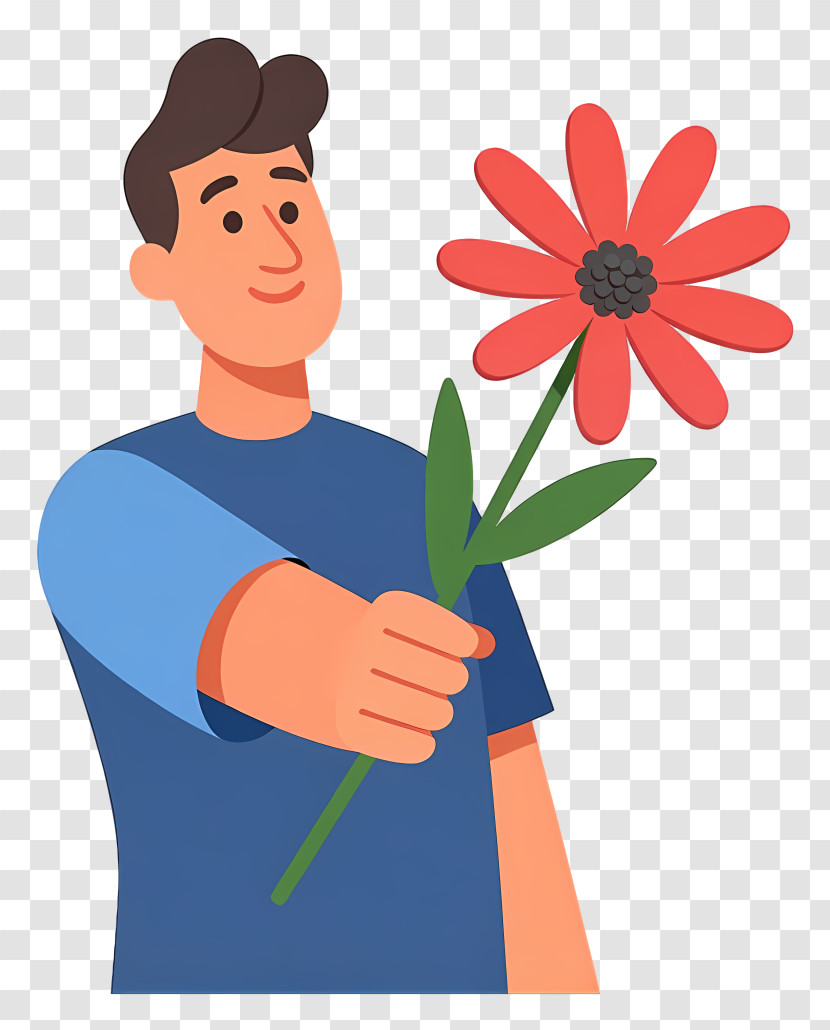 Man Offering A Red Flower Transparent PNG