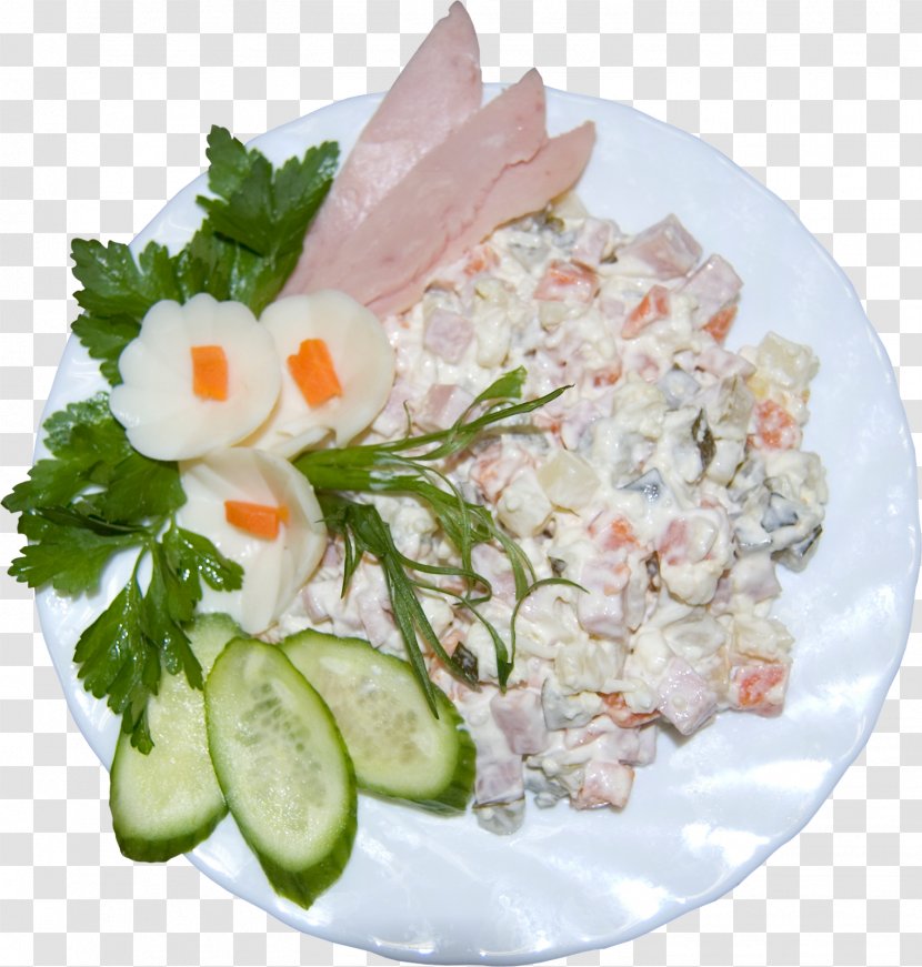Ham Dressed Herring Olivier Salad Meat - Food Transparent PNG