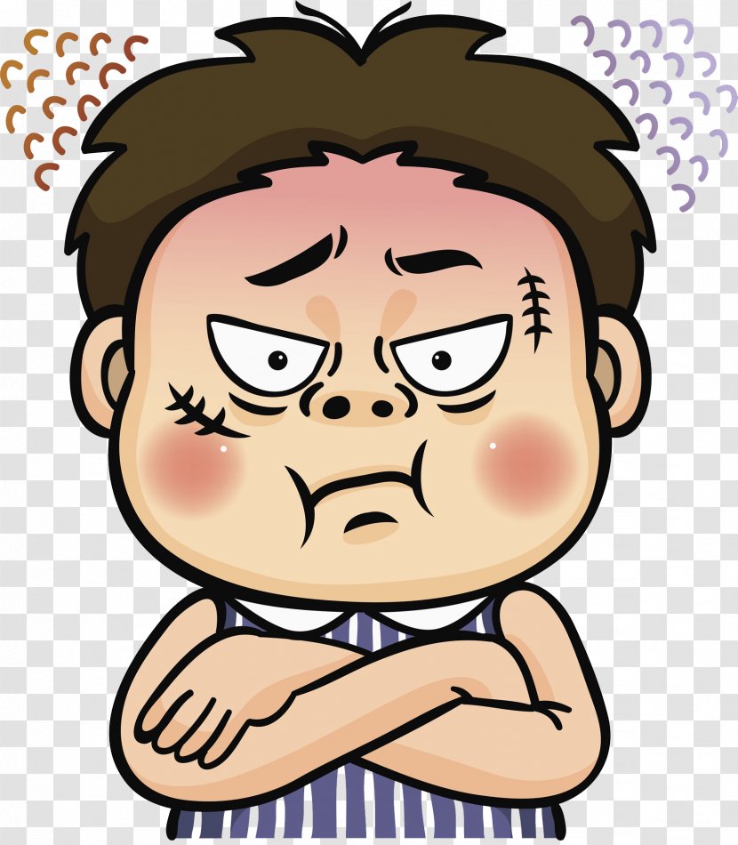 Anger Facial Expression Emotion - Watercolor - Black Haired Man Transparent PNG