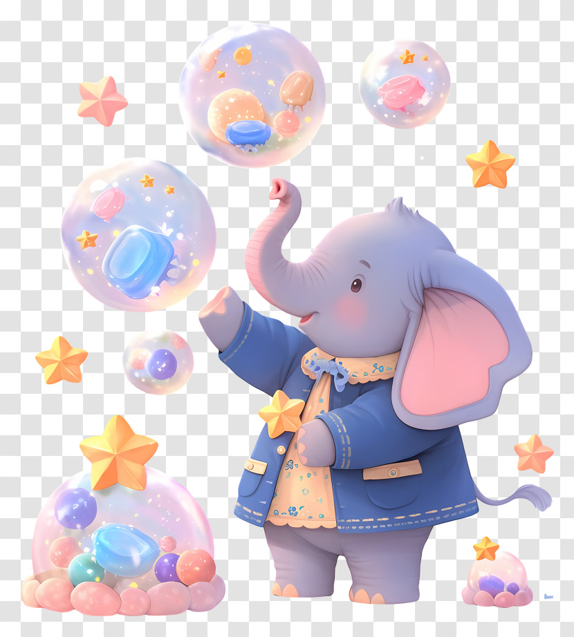 Nursery Decor Elephant - Playful Elephant Blowing Bubbles Transparent PNG