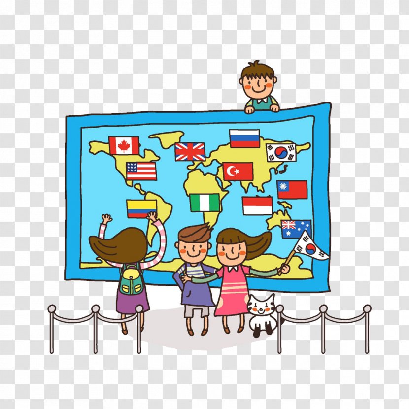 Spain Spanish Nationality Lesson Verb - Knowledge - Cartoon Kids Learn World Map Transparent PNG