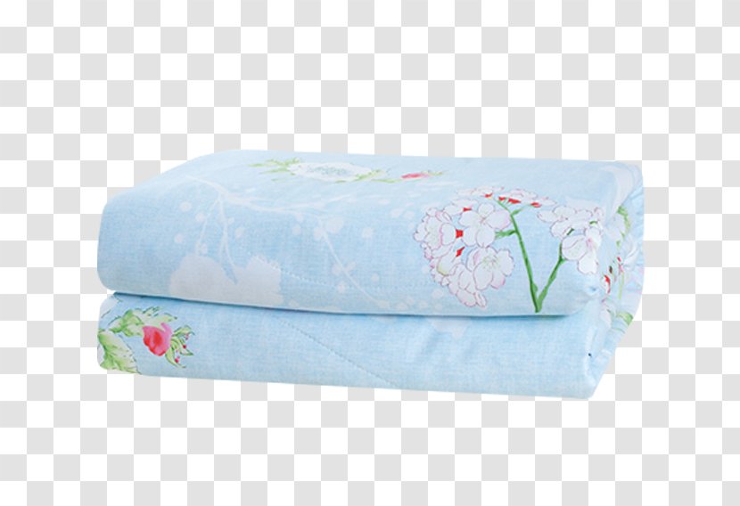Textile Mattress Rectangle - Blue Flowers With Cotton And Summer Cool Material Transparent PNG