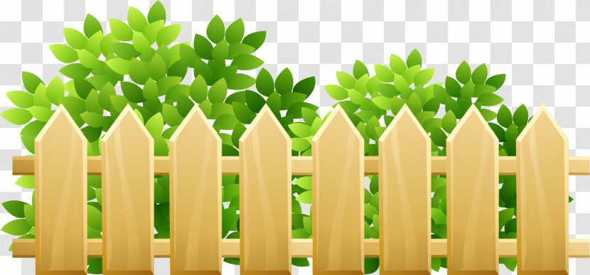 Cartoon Illustration - Green - Yellow Fence Grass Transparent PNG