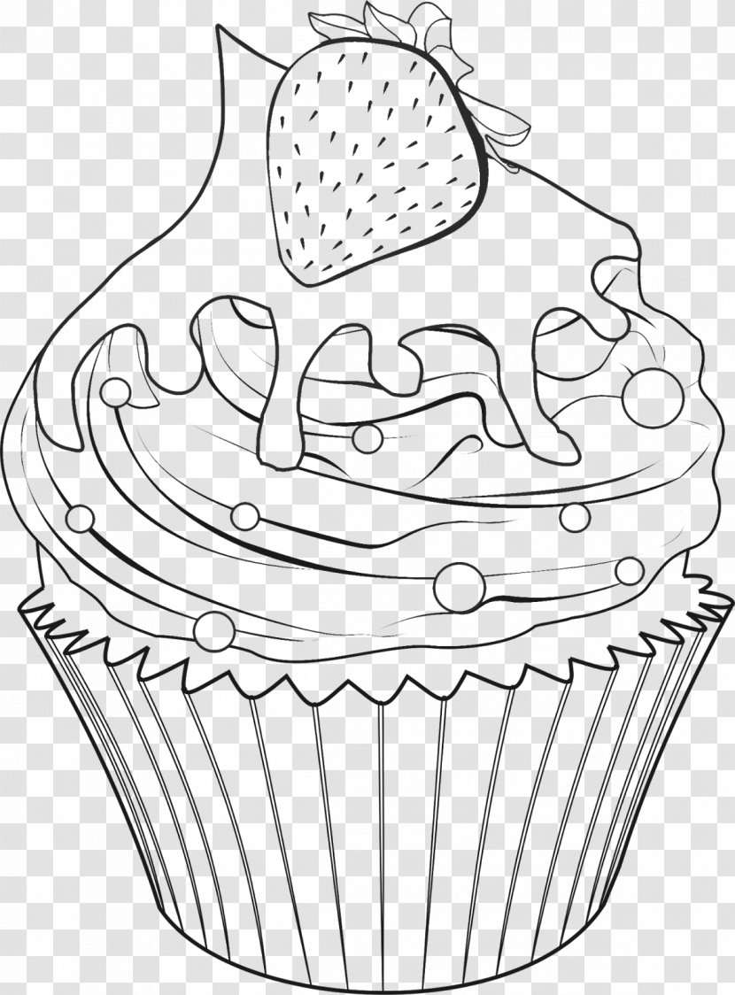 Delicious Cupcakes Coloring Book Drawing Food - Cake - Cupcake Outline Transparent PNG