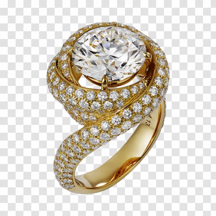 Engagement Ring Wedding Cartier Diamond - Gold Transparent PNG