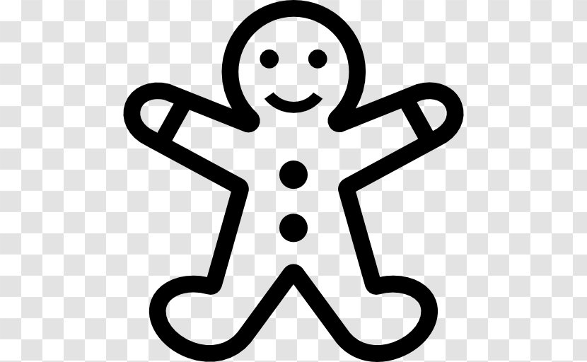 Gingerbread Man Biscuits Christmas Cookie - Black And White - Biscuit Vector Transparent PNG