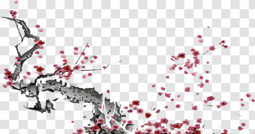 Cherry Blossom Graphic Design Text Illustration - Branch - Plum Flower Transparent PNG