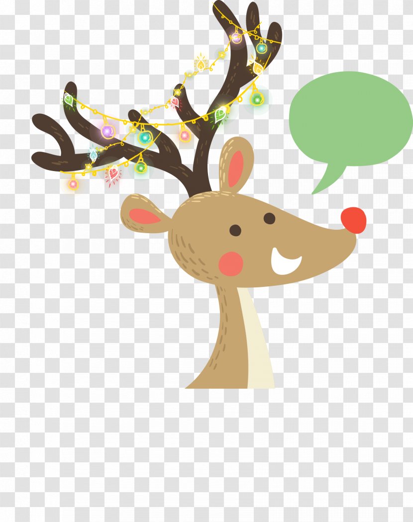 Reindeer Rudolph Christmas Cartoon - Mammal - Vector Cute Deer Decoration Transparent PNG
