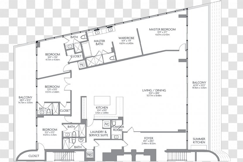 Floor Plan Random House Tower Miami Storey - Apartment Transparent PNG