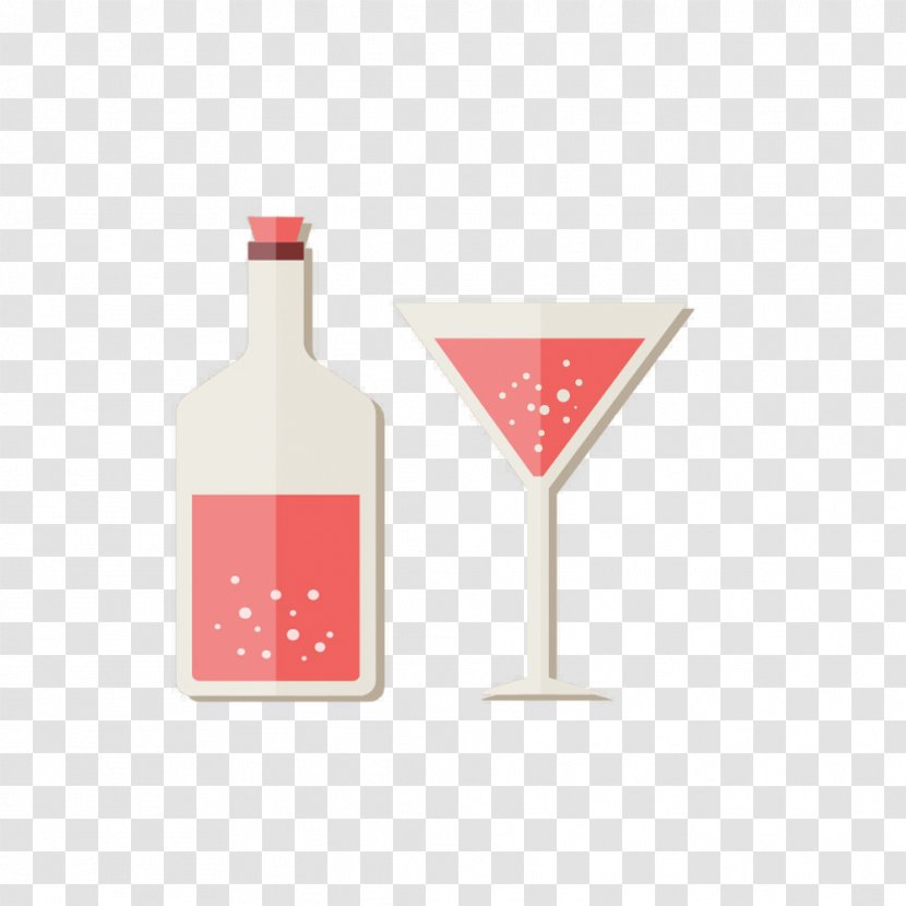 Cocktail Wine Glass - Bottle - Vector Material Pink Transparent PNG