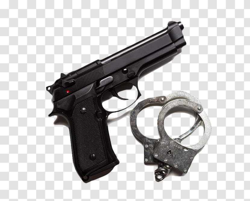 Weapon Firearm Download Military - Machine Gun - Black Pistols And Handcuffs Transparent PNG