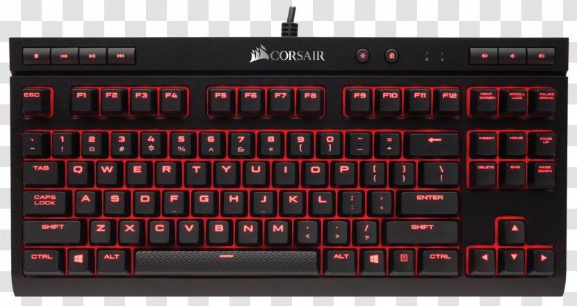 Computer Keyboard Corsair Gaming K63 CORSAIR Wireless Mechanical Keypad Compact Cherry MX Red - Video Game Transparent PNG