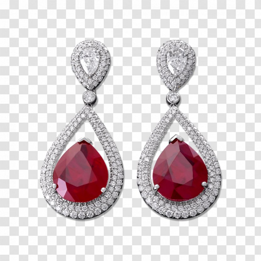 Ruby Earring Jewellery Gemstone Diamond - Drop Earrings Transparent PNG