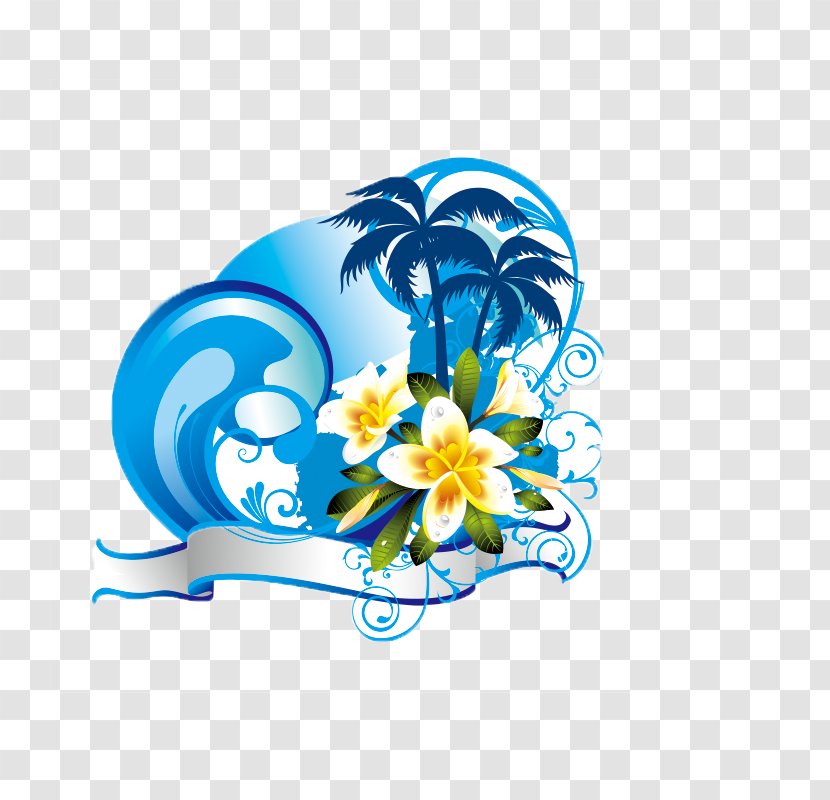 Adobe Illustrator - Cartoon - Cool Blue Coconut Tree Transparent PNG