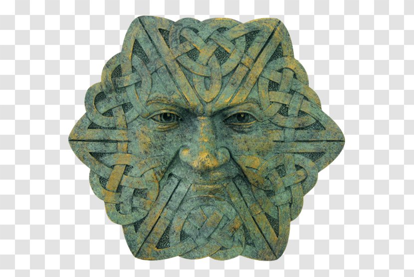 Green Man Stone Carving Celts Celtic Knot Face - Artifact Transparent PNG