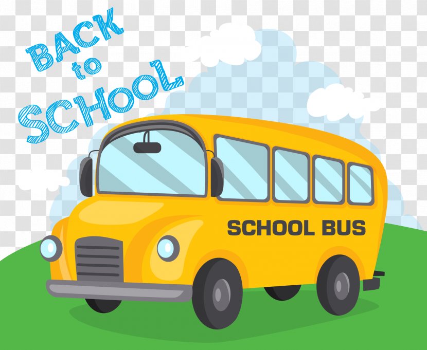 School Bus Yellow Cartoon - Hand-painted Transparent PNG