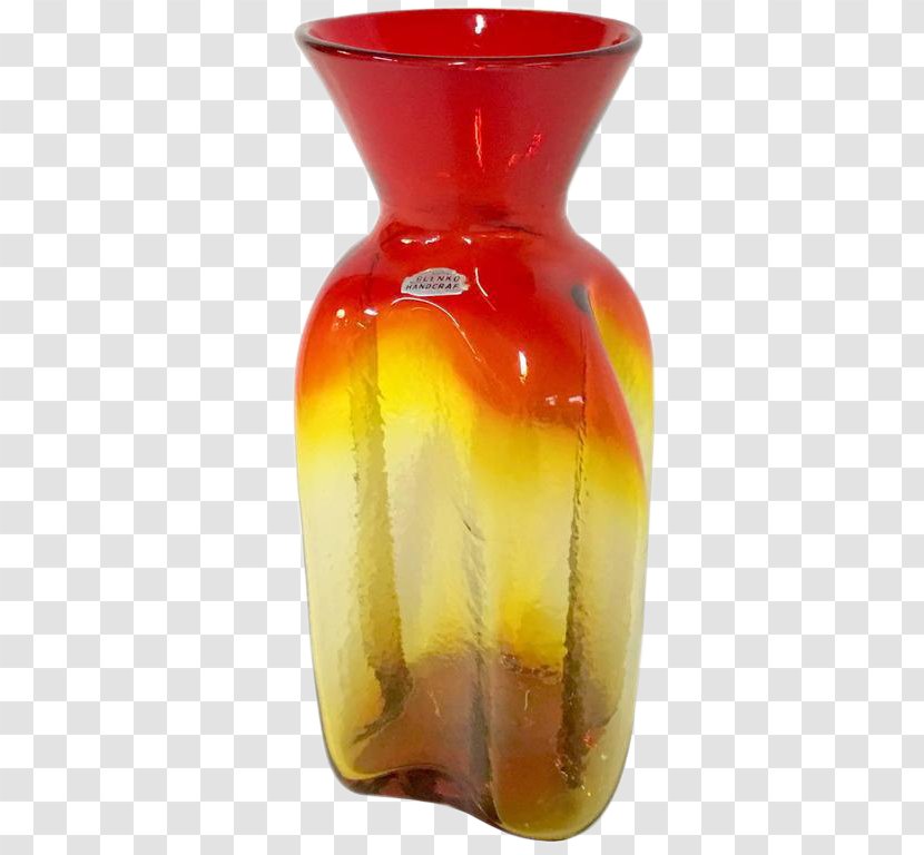 Vase, Glass Amberina Handcrafted Art Vase - Color Transparent PNG