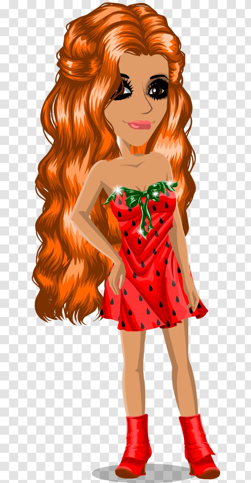 Red Hair Barbie Long - Silhouette Transparent PNG