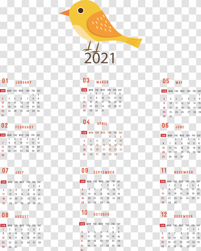 Printable 2021 Yearly Calendar 2021 Yearly Calendar Transparent PNG