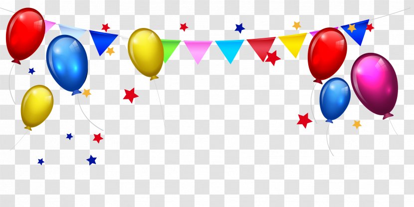 Birthday Cake Cartoon Clip Art - Royalty Free - Balloon Bunting Stars Border Transparent PNG