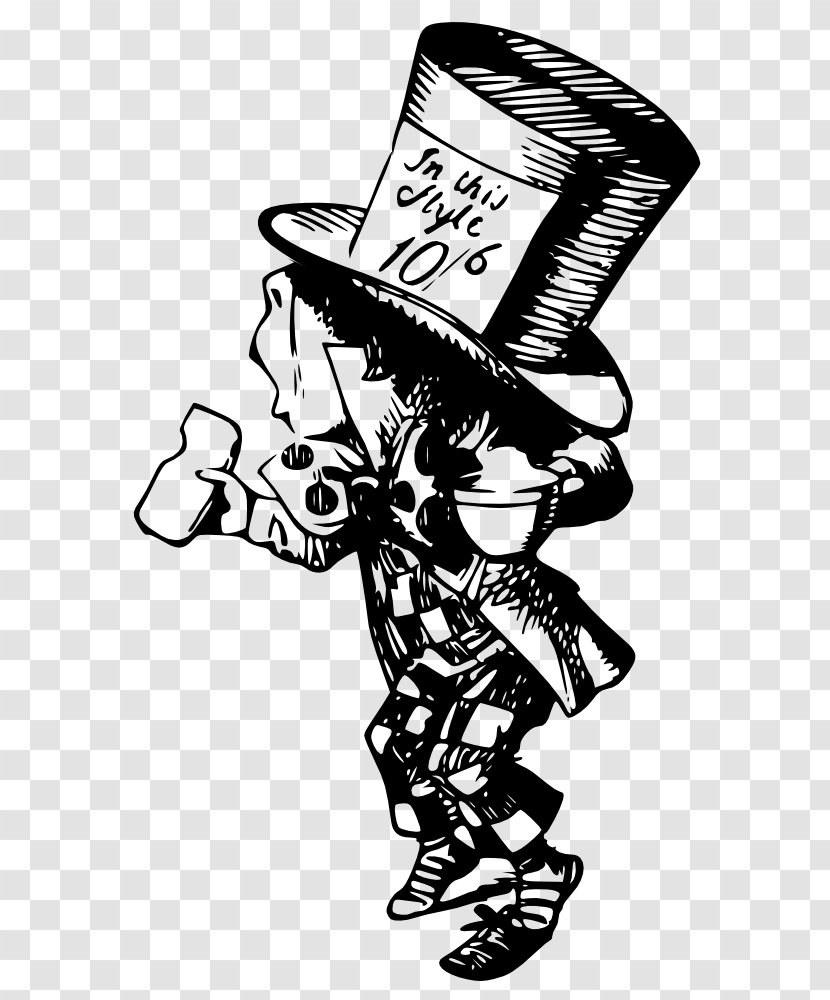 The Mad Hatter Alice's Adventures In Wonderland Cheshire Cat Drawing - Monochrome - March Hare Transparent PNG