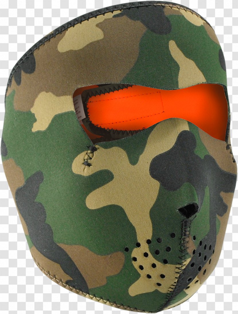 U.S. Woodland Neoprene Camouflage Mask Headgear - Full Face Diving Transparent PNG