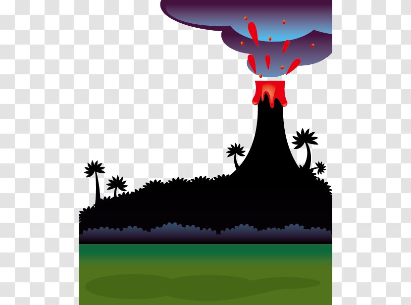 Dinosaur Euclidean Vector Troodon Cartoon - Volcano Eruption Transparent PNG