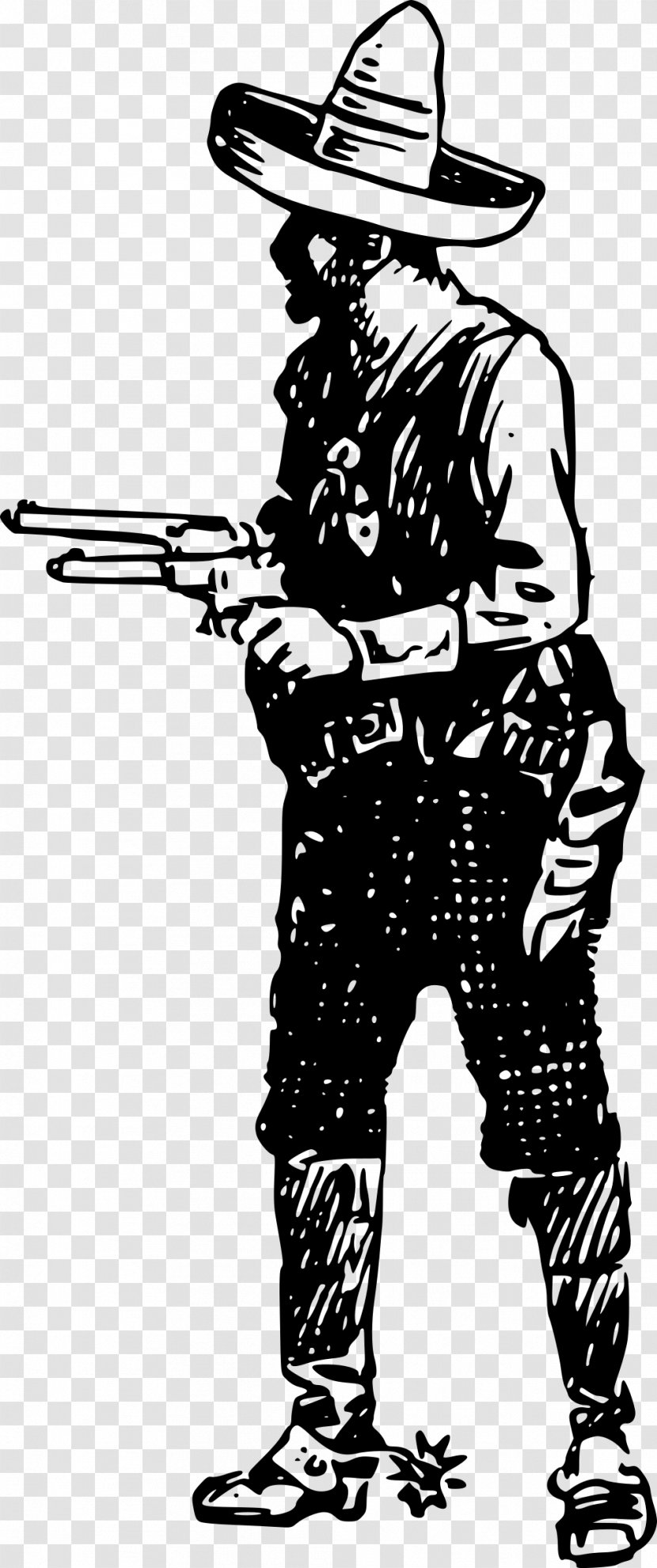 Cowboy Clip Art - Black And White Transparent PNG