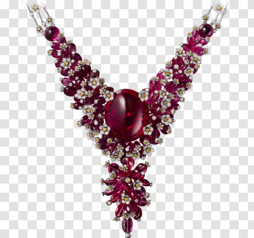 Ruby Necklace Jewellery Cartier Białe Złoto - Cobochon Jewelry Transparent PNG