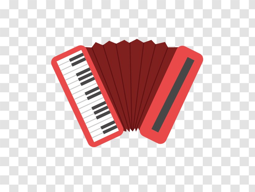 Musical Keyboard Accordion Instrument Cartoon - Frame - Red Transparent PNG