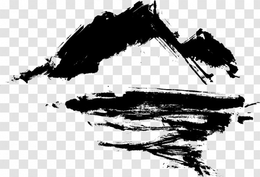 Logo Ink Wash Painting Brush Illustration - Black And White - Chinese Style Transparent PNG