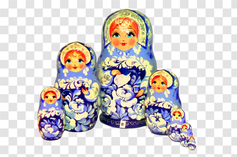 Matryoshka Doll Gzhel (selo), Moscow Oblast Souvenir - Ceramic Transparent PNG