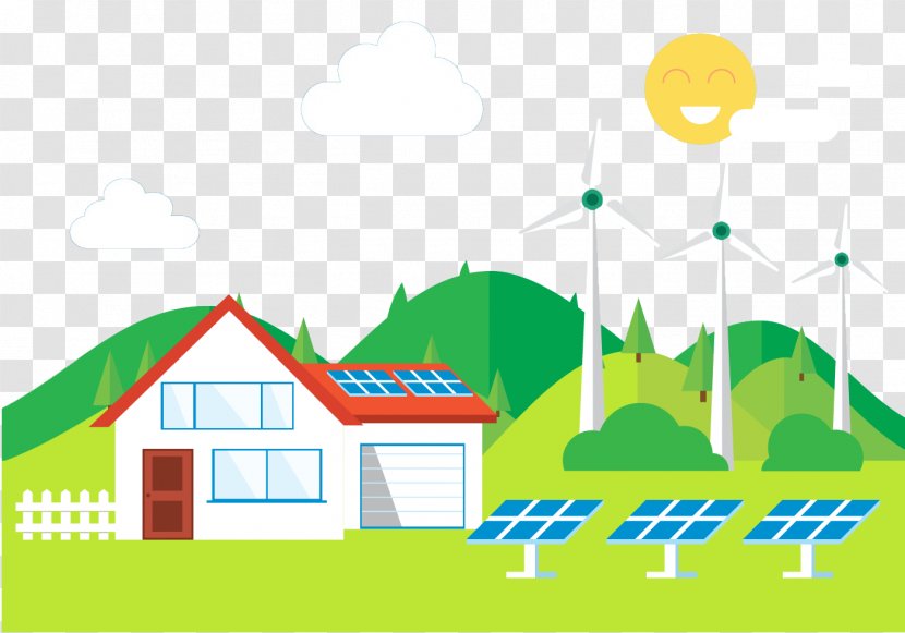 Solar Energy Renewable Photovoltaics Wind Power - Electricity - Eco Vector Transparent PNG