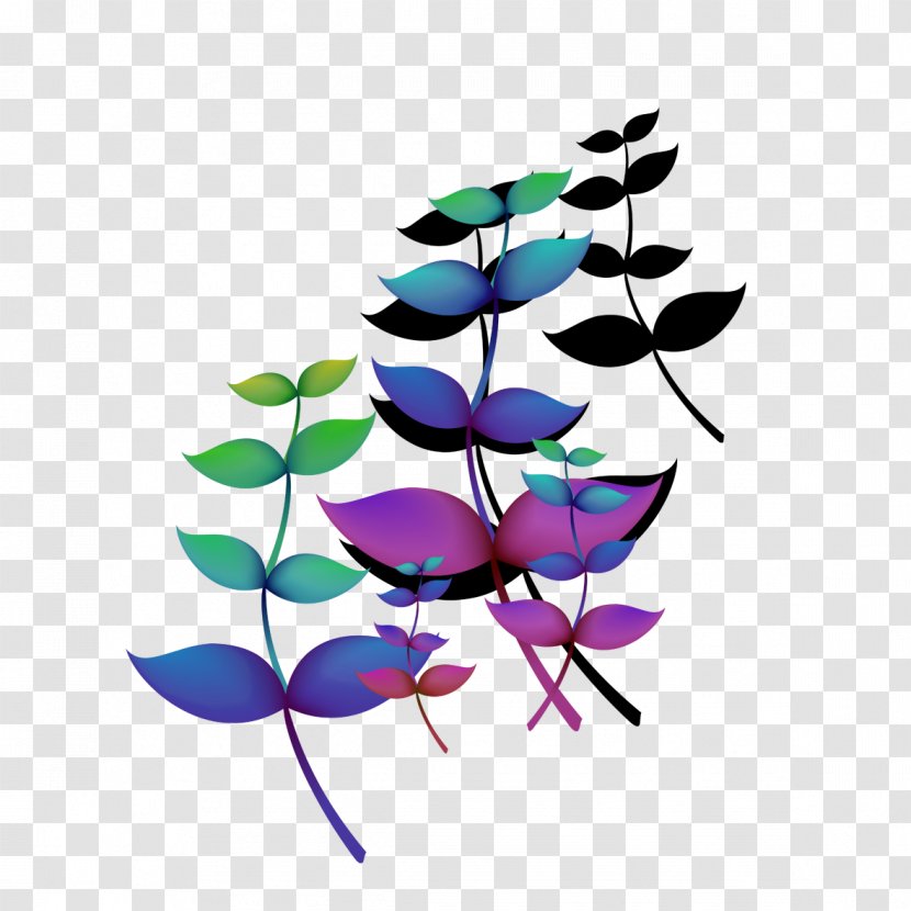 Flowery Branch Light Clip Art - Colorful Branches Transparent PNG