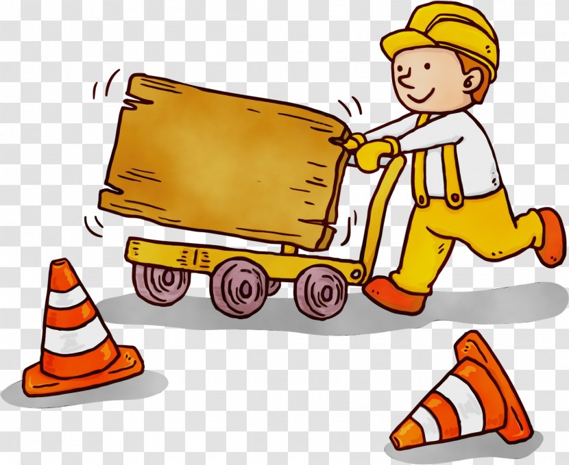 Cartoon Construction Worker Clip Art Cone Hard Hat - Vehicle Transparent PNG