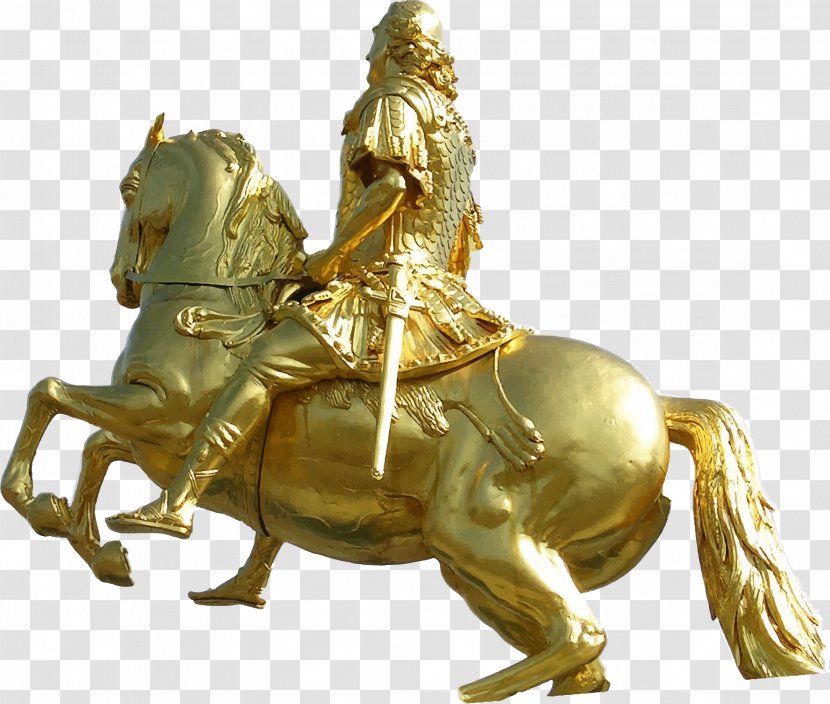 Horse Golden Rider Statue Sculpture Bronze Transparent PNG