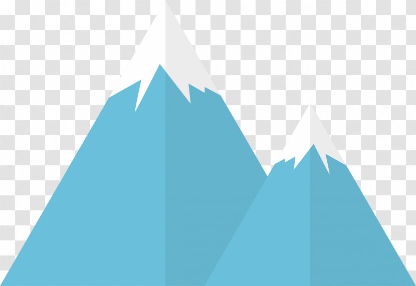 Cartoon Illustration - Aqua - Snow Mountain Transparent PNG