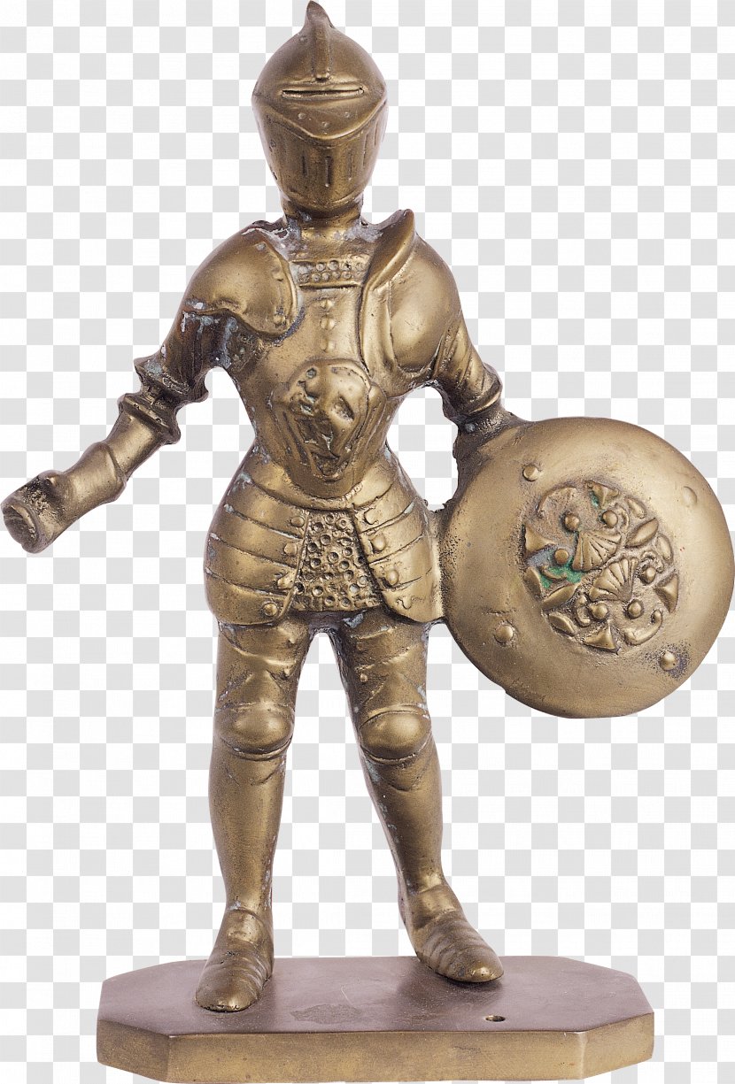 Shield Bronze Sculpture Sword Knight - Figurine Transparent PNG