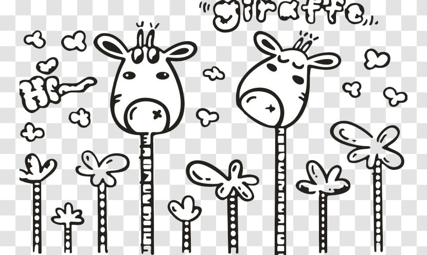 Northern Giraffe Cartoon - Flower Transparent PNG