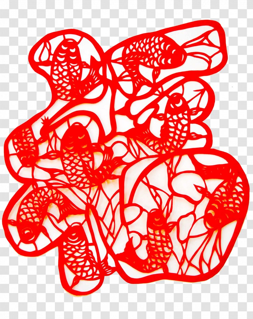 Common Carp Chinese New Year Papercutting Pattern Paper Cutting - Visual Arts - Decoupage Transparent PNG