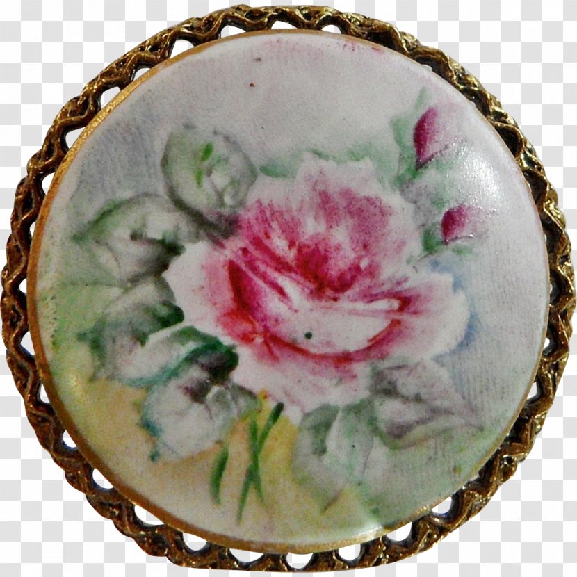 Plate Porcelain Rose Flower Brooch Transparent PNG