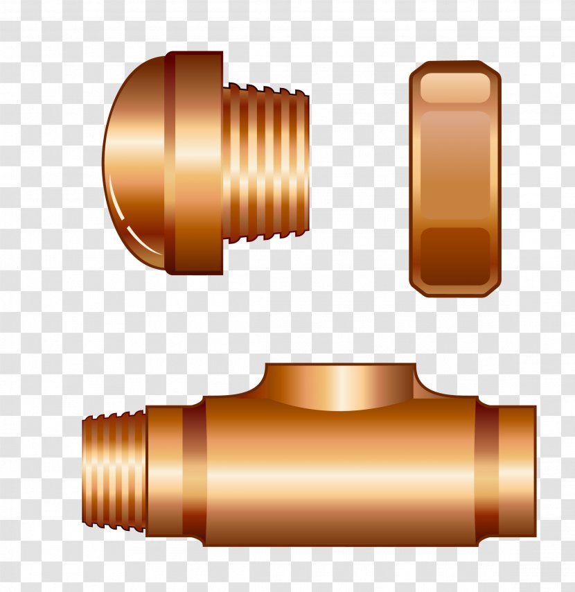 Nut Pipe Constructor - Orange - Plumber Screw BoltVector Transparent PNG