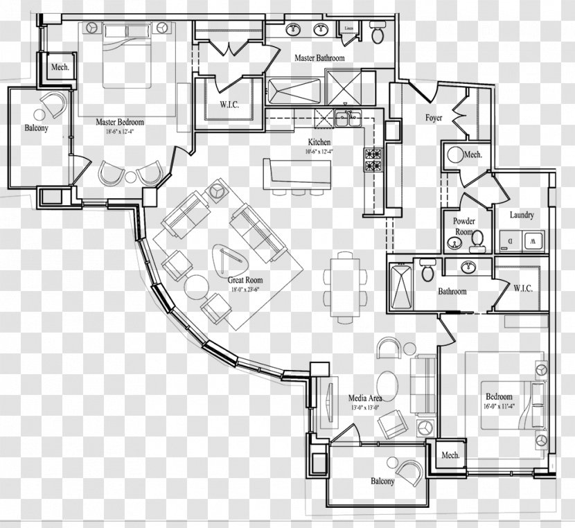 The Avenue District Floor Plan Drawing - Suite - Tree Grove Transparent PNG