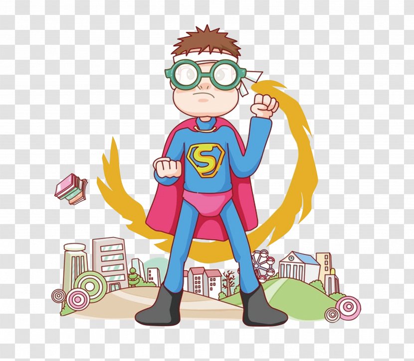 Cartoon Poster - Superhero - Superman Glasses Male Transparent PNG