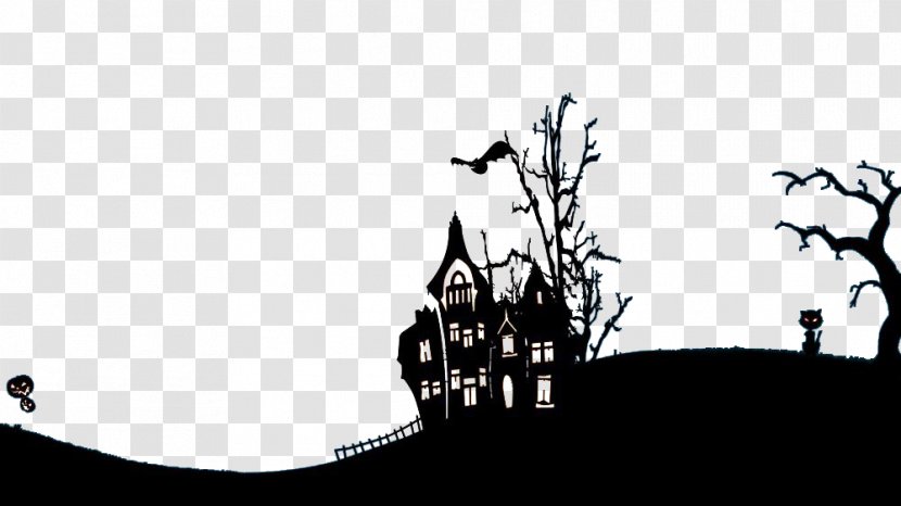 Halloween 1080p 4K Resolution Wallpaper - Product Design - Black And White Painting Transparent PNG