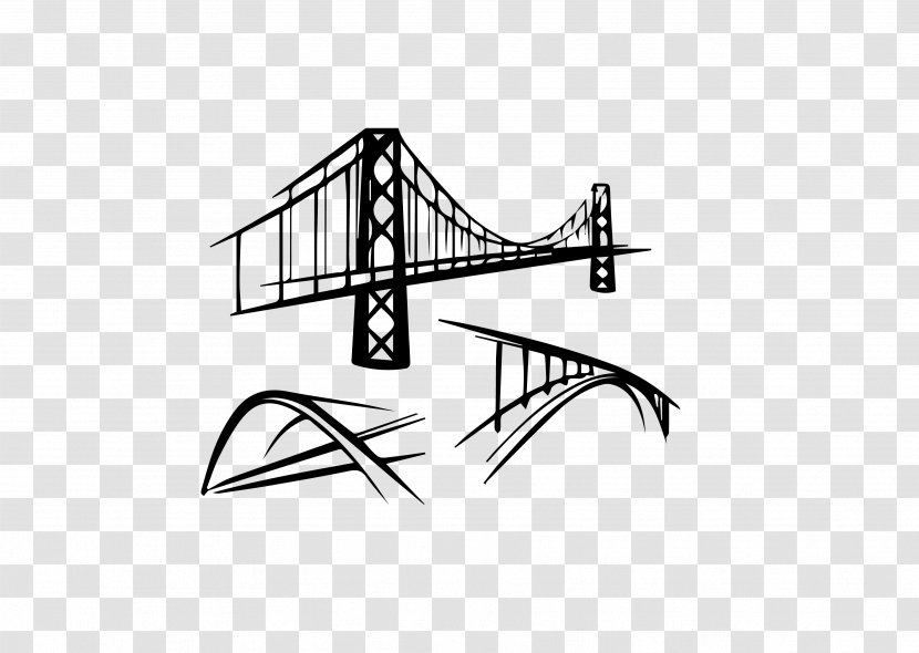 Bridge Royalty-free Stock Illustration - Brand - Vector Can Edit Black And White Yangtze River Transparent PNG