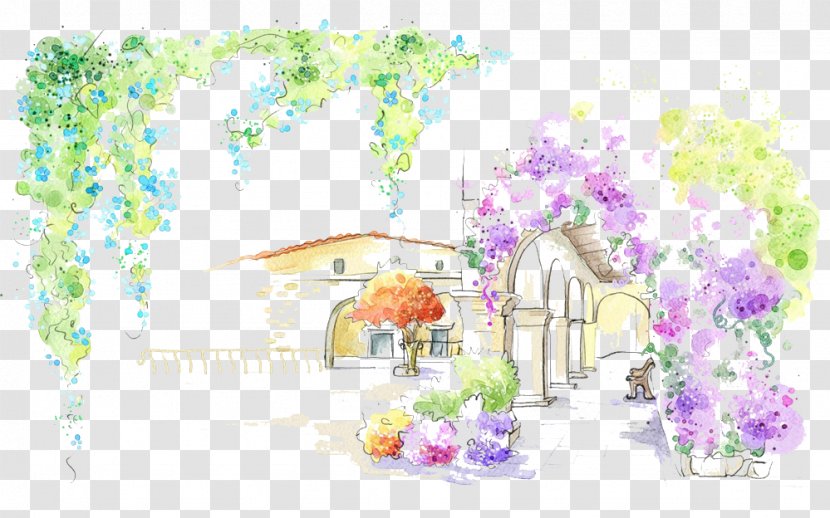 Drawing Art Watercolor Painting Wallpaper - Purple Hall Picture Material Transparent PNG